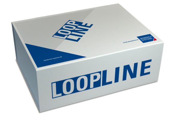 Loopline, hochwertige Verpackung, Klappschachtel, individuell bedruckt, Berberich Systems, Verpackung Motiv, Box